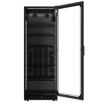 GGM Gastro Commercial Beverage Display Fridge - 750mm - 739 Litres - with 1 hinged glass door - LED lighting - digital controller with temperature display - Black - Temperature range 0 to 7 °C