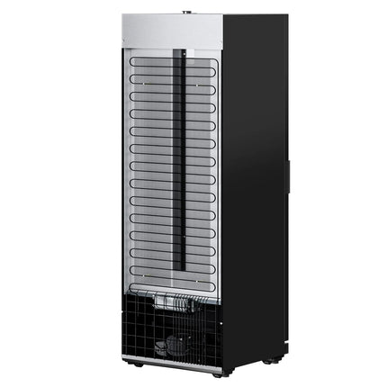 GGM Gastro Commercial Beverage Display Fridge - 750mm - 739 Litres - with 1 hinged glass door - LED lighting - digital controller with temperature display - Black - Temperature range 0 to 7 °C