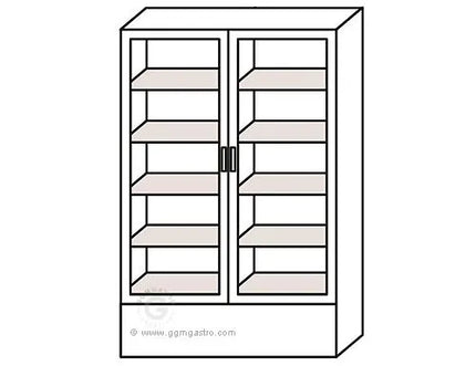 GGM Gastro Commercial Beverage Display Fridge - 900mm - 435 Litres - with 2 hinged glass doors - LED lighting - digital controller with temperature display - Black - Temperature range 4 to 12 °C