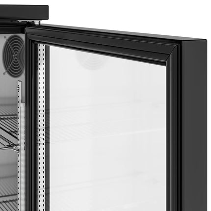 GGM Gastro Commercial Beverage Display Fridge - 920mm - 466 Litres - stainless steel interior - with 2 hinged glass doors - digital controller with temperature display - Black - Temperature range 2 to 8 °C