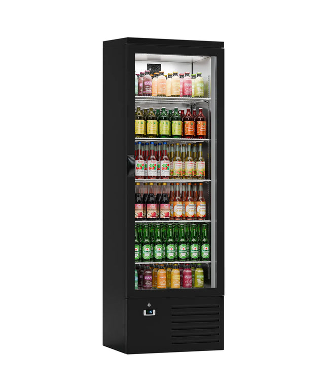 GGM Gastro Commercial Beverage Display Fridge - LED lighting - digital controller with temperature display - Black - Temperature range 4 to 12 °C