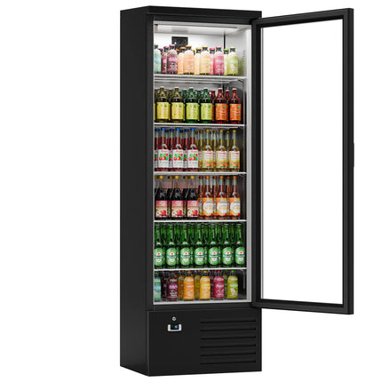 GGM Gastro Commercial Beverage Display Fridge - LED lighting - digital controller with temperature display - Black - Temperature range 4 to 12 °C