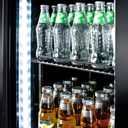 GGM Gastro Commercial Beverage Display Fridge with Illuminated Canopy - 2050mm - 1500 Litres - with 3 hinged glass doors - LED lighting - digital controller with temperature display - Black/White - Temperature range 2 to 8 °C