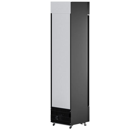 GGM Gastro Commercial Beverage Display Fridge with Illuminated Canopy - 435mm - 145 Litres - with 1 hinged glass door - LED lighting - Black - Temperature range 1 to 10 °C