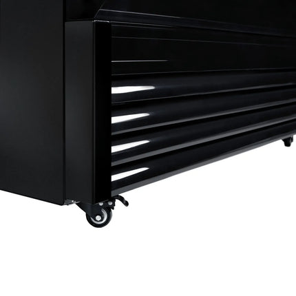 GGM Gastro Commercial Beverage Display Fridge with Illuminated Canopy - 2050mm - 1500 Litres - with 3 hinged glass doors - LED lighting - digital controller with temperature display - Black/White - Temperature range 2 to 8 °C