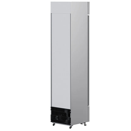 GGM Gastro Commercial Beverage Display Fridge with Illuminated Canopy - 435mm - 145 Litres - with 1 hinged glass door - LED lighting - Grey - Temperature range 1 to 10 °C