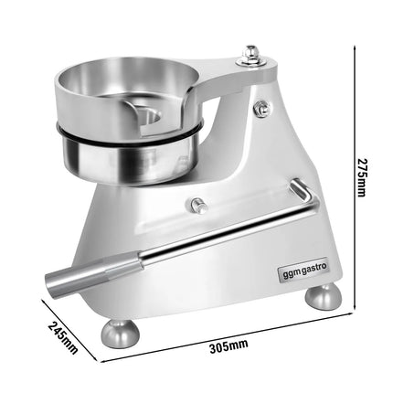 GGM Gastro Commercial Burger Press - Manual - Adjustable - 3-Size - Smooth - Ø100/130/150mm - WITHOUT Patty mould