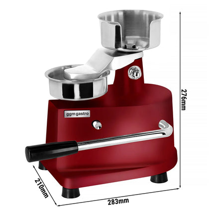 GGM Gastro Commercial Burger Press - Manual - Adjustable - Smooth - Red - Ø100mm - WITHOUT Patty mould