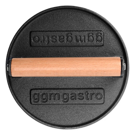 GGM Gastro Commercial Burger Press - Manual - Ribbed - Cast Iron - Ø175mm - WITHOUT Patty mould