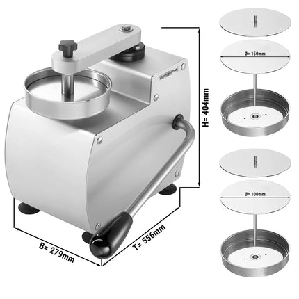 GGM Gastro Commercial Burger Press - Manual - Smooth - Ø100/150mm - incl. Patty mould Ø10cm + 15cm