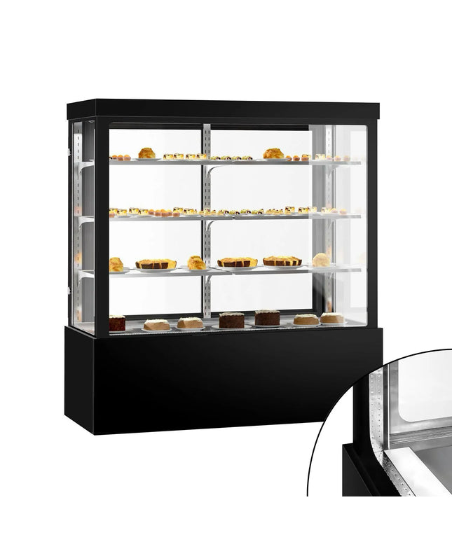 GGM Gastro Commercial cake display fridge - 1850L - 1800mm - Double glazing - square - with 3 adjustable shelves - rear sliding doors - for patisserie - Black