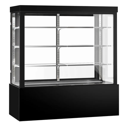 GGM Gastro Commercial cake display fridge - 1850L - 1800mm - Double glazing - square - with 3 adjustable shelves - rear sliding doors - for patisserie - Black