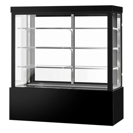 GGM Gastro Commercial cake display fridge - 1850L - 1800mm - Double glazing - square - with 3 adjustable shelves - rear sliding doors - for patisserie - Black