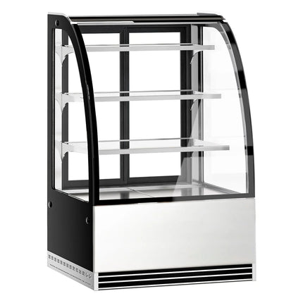 GGM Gastro Commercial cake display fridge - 304L - 900mm - Double glazing - with 3 glass shelves - rear sliding doors, 2 glass doors - for patisserie