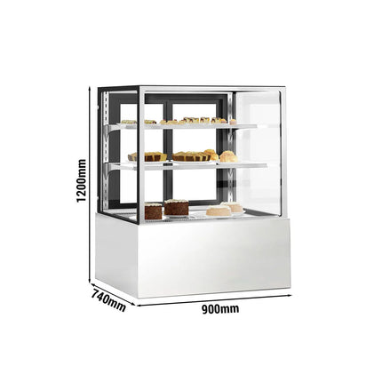 GGM Gastro Commercial cake display fridge - 343L - 900mm - Double glazing - with 2 glass shelves - rear sliding doors