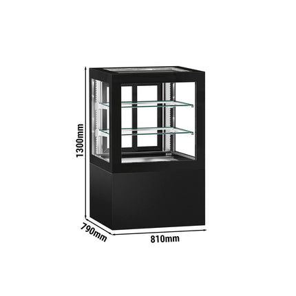 GGM Gastro Commercial cake display fridge - 370L - 810mm - Double glazing - square - rear sliding door - Black