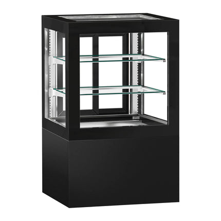 GGM Gastro Commercial cake display fridge - 370L - 810mm - Double glazing - square - rear sliding door - Black