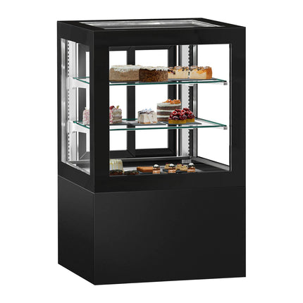 GGM Gastro Commercial cake display fridge - 370L - 810mm - Double glazing - square - rear sliding door - Black