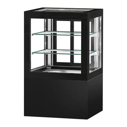 GGM Gastro Commercial cake display fridge - 370L - 810mm - Double glazing - square - rear sliding door - Black