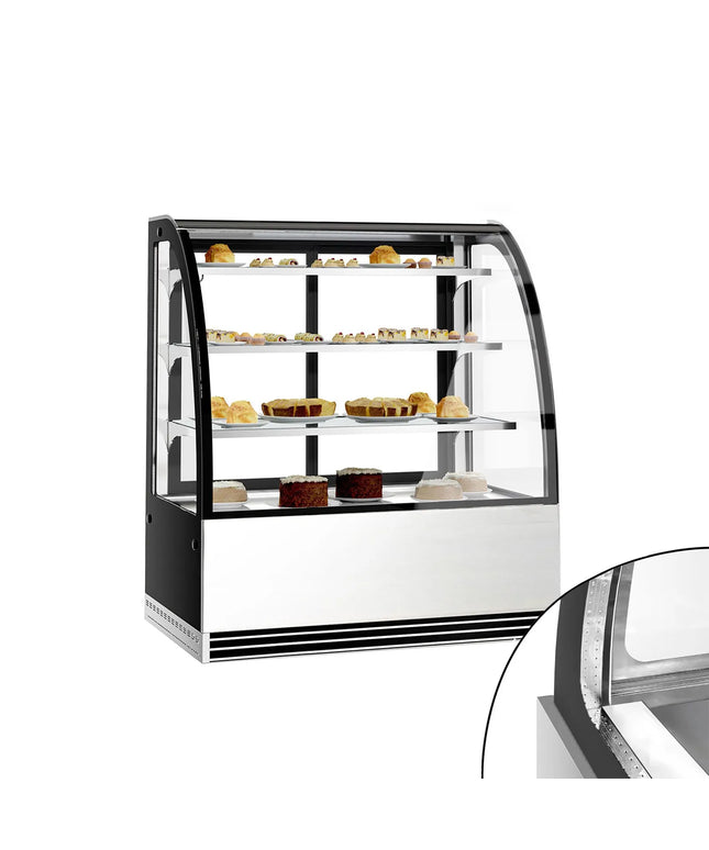 GGM Gastro Commercial cake display fridge - 414L - 1200mm - Double glazing - square - with 3 glass shelves - rear sliding doors - for patisserie
