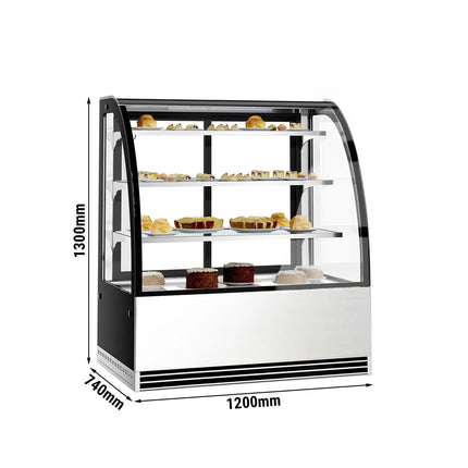 GGM Gastro Commercial cake display fridge - 414L - 1200mm - Double glazing - square - with 3 glass shelves - rear sliding doors - for patisserie