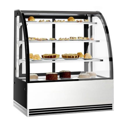 GGM Gastro Commercial cake display fridge - 414L - 1200mm - Double glazing - square - with 3 glass shelves - rear sliding doors - for patisserie