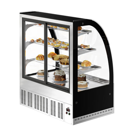 GGM Gastro Commercial cake display fridge - 414L - 1200mm - Double glazing - square - with 3 glass shelves - rear sliding doors - for patisserie