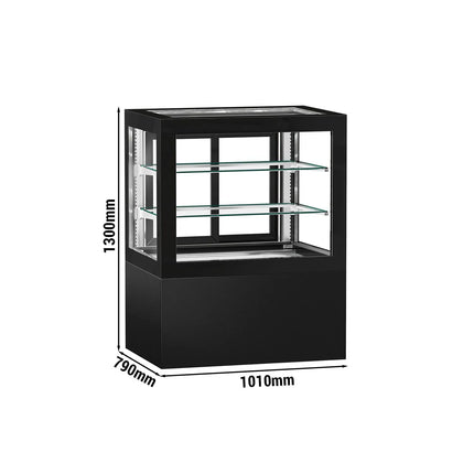 GGM Gastro Commercial cake display fridge - 470L - 1010mm - Double glazing - with 2 shelves - rear sliding glass doors - Black