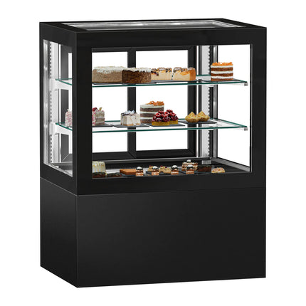 GGM Gastro Commercial cake display fridge - 470L - 1010mm - Double glazing - with 2 shelves - rear sliding glass doors - Black