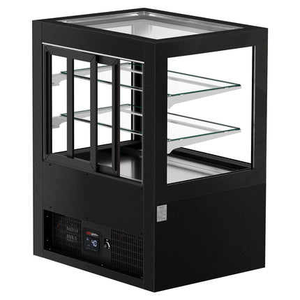 GGM Gastro Commercial cake display fridge - 470L - 1010mm - Double glazing - with 2 shelves - rear sliding glass doors - Black