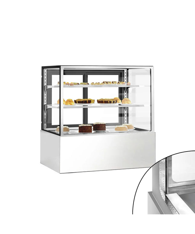 GGM Gastro Commercial cake display fridge - 470L - 1200mm - Double glazing - square - with 2 glass shelves - rear sliding doors