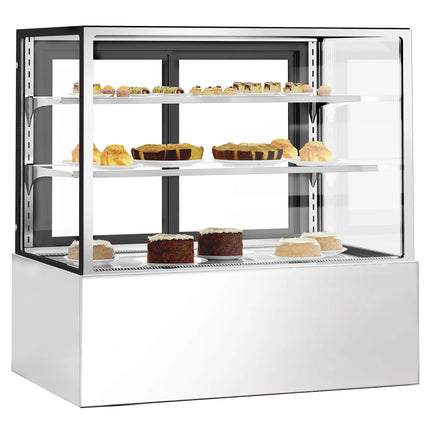 GGM Gastro Commercial cake display fridge - 470L - 1200mm - Double glazing - square - with 2 glass shelves - rear sliding doors