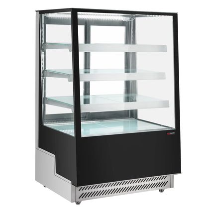 GGM Gastro Commercial cake display fridge - 508L - 900mm - Double glazing - square - with 4 shelves - rear sliding doors - Black