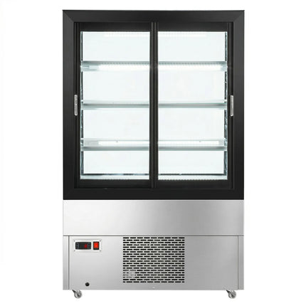 GGM Gastro Commercial cake display fridge - 508L - 900mm - Double glazing - square - with 4 shelves - rear sliding doors - Black