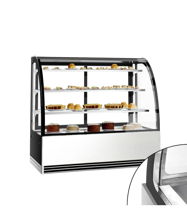 GGM Gastro Commercial cake display fridge - 524L - 1500mm - Double glazing - with 3 glass shelves - rear sliding doors