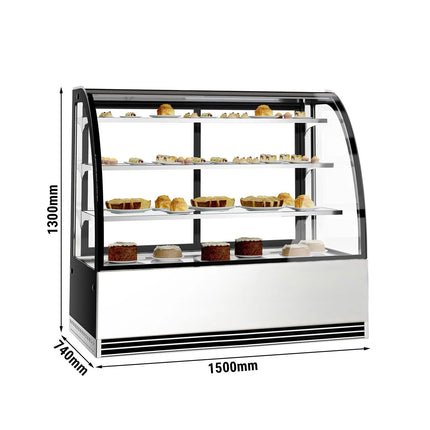 GGM Gastro Commercial cake display fridge - 524L - 1500mm - Double glazing - with 3 glass shelves - rear sliding doors