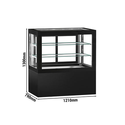 GGM Gastro Commercial cake display fridge - 570L - 1210mm - Double glazing - with 2 shelves - rear sliding glass door - Black