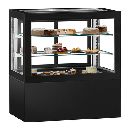 GGM Gastro Commercial cake display fridge - 570L - 1210mm - Double glazing - with 2 shelves - rear sliding glass door - Black