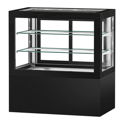 GGM Gastro Commercial cake display fridge - 570L - 1210mm - Double glazing - with 2 shelves - rear sliding glass door - Black