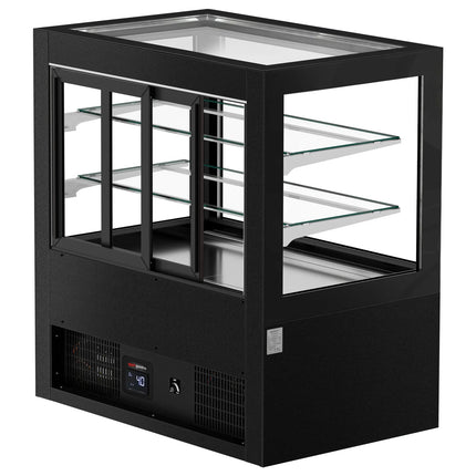 GGM Gastro Commercial cake display fridge - 570L - 1210mm - Double glazing - with 2 shelves - rear sliding glass door - Black