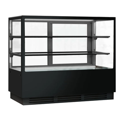 GGM Gastro Commercial cake display fridge - 580L - 1500mm - Double glazing - square - with 2 glass shelves - rear sliding doors - for patisserie - Black