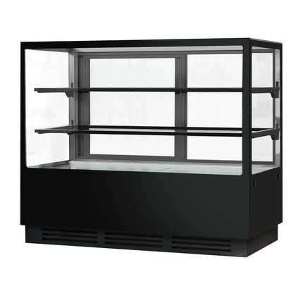 GGM Gastro Commercial cake display fridge - 580L - 1500mm - Double glazing - square - with 2 glass shelves - rear sliding doors - for patisserie - Black