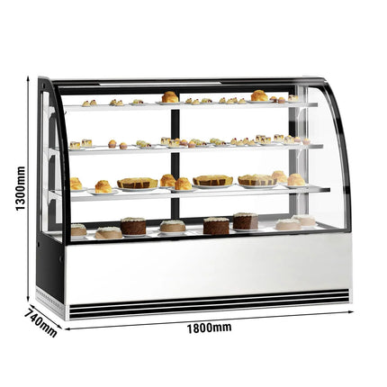 GGM Gastro Commercial cake display fridge - 633L - 1800mm - Double glazing - with 3 glass shelves - rear sliding doors - for patisserie