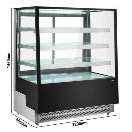 GGM Gastro Commercial cake display fridge - 686L - 1200mm - Double glazing - square - with 3 adjustable shelves - Black