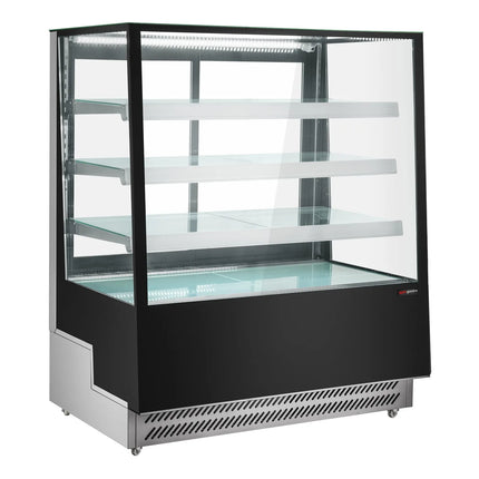 GGM Gastro Commercial cake display fridge - 686L - 1200mm - Double glazing - square - with 3 adjustable shelves - Black