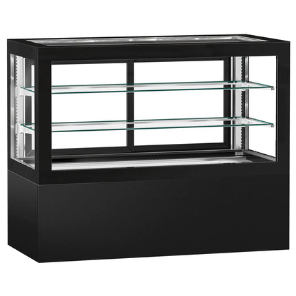 GGM Gastro Commercial cake display fridge - 780L - 1610mm - Double glazing - square - black front - with 2 shelves - rear sliding doors - for patisserie - Black