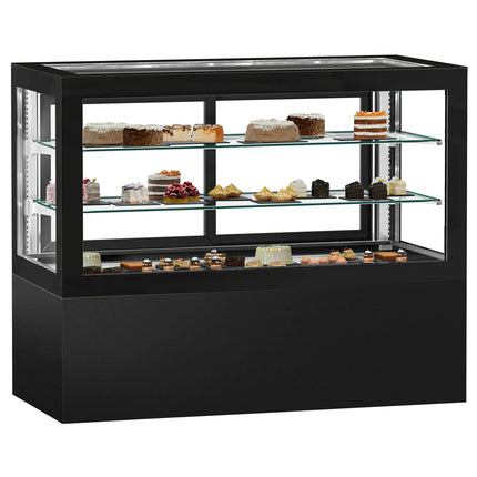 GGM Gastro Commercial cake display fridge - 780L - 1610mm - Double glazing - square - black front - with 2 shelves - rear sliding doors - for patisserie - Black