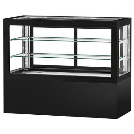 GGM Gastro Commercial cake display fridge - 780L - 1610mm - Double glazing - square - black front - with 2 shelves - rear sliding doors - for patisserie - Black