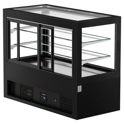 GGM Gastro Commercial cake display fridge - 780L - 1610mm - Double glazing - square - black front - with 2 shelves - rear sliding doors - for patisserie - Black