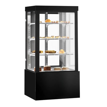 GGM Gastro Commercial cake display fridge - 850L - 1000mm - Double glazing - square - with 3 adjustable shelves - rear sliding doors - for patisserie - Black
